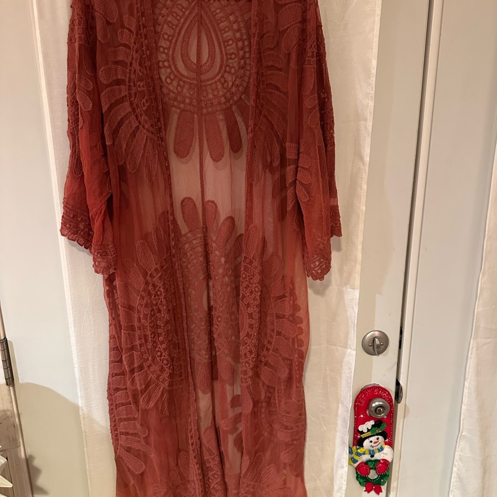Rust Lace Kimono Cover-Up